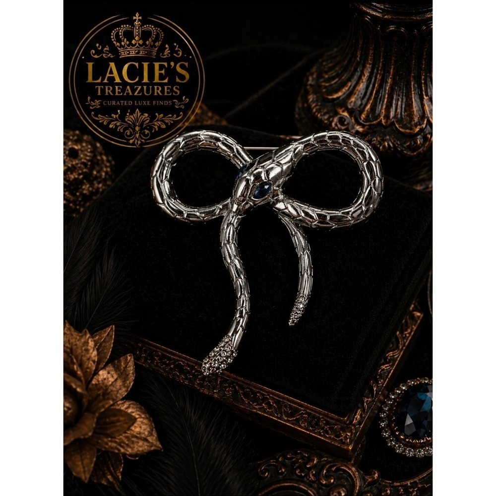 Silver Serpent Brooch – Rhinestone Snake Pin | Sleek Luxe Statement Jewelry